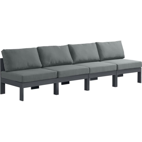 MERIDIAN FURNITURE  Nizuc Fabric Outdoor Patio Modular Sofa In Grey