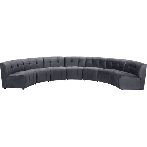 MERIDIAN FURNITURE  Limitless Gray Velvet Modular 7 Piece Sectional