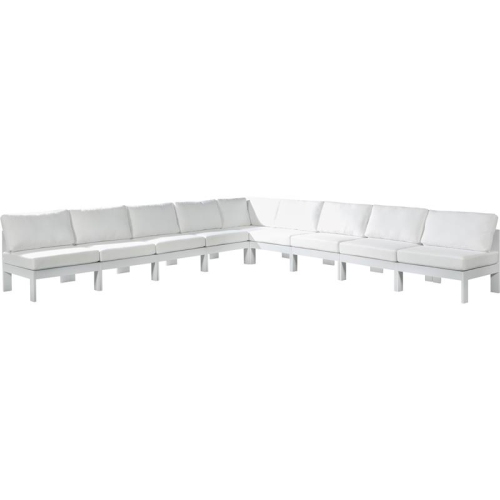 MERIDIAN FURNITURE  Nizuc Fabric Outdoor Patio Modular Sectional In White