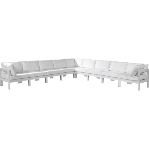 MERIDIAN FURNITURE  Nizuc Fabric Outdoor Patio Modular Sectional In White