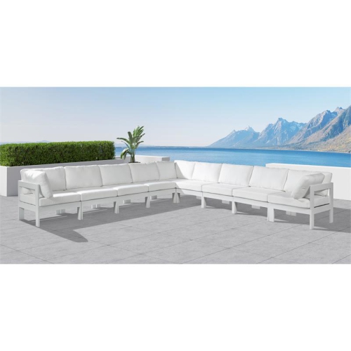 Meridian Furniture Nizuc White Fabric Outdoor Patio Modular Sectional