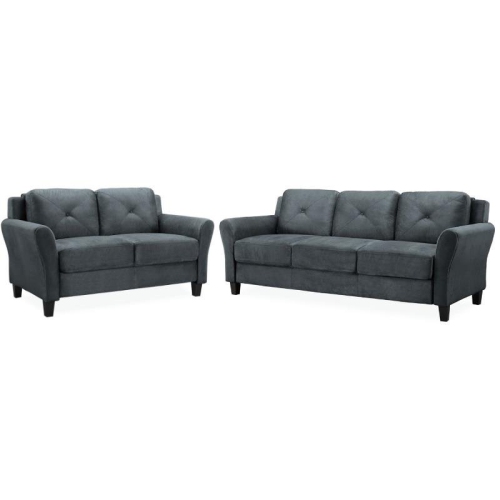 LIFESTYLE SOLUTIONS  Transitional 2 Piece Sofa And Loveseat Set In Dark In Gray