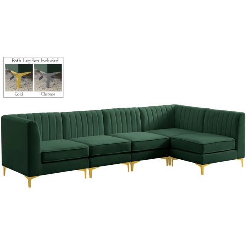 Meridian Furniture Alina Green Velvet Modular Sectional