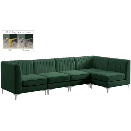 Meridian Furniture Alina Green Velvet Modular Sectional