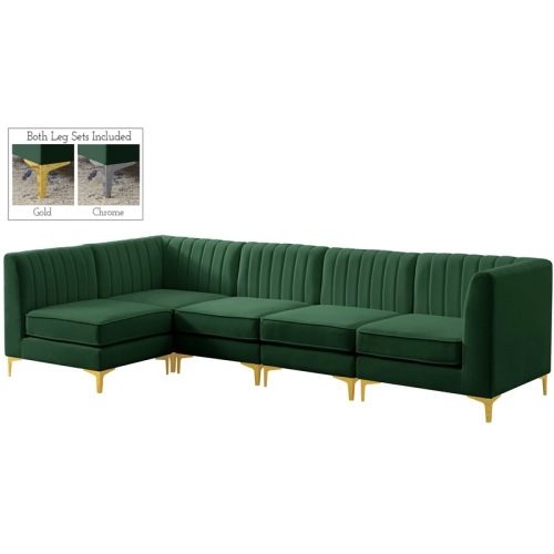 Meridian Furniture Alina Green Velvet Modular Sectional