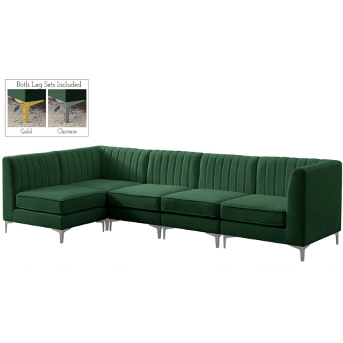 Meridian Furniture Alina Green Velvet Modular Sectional