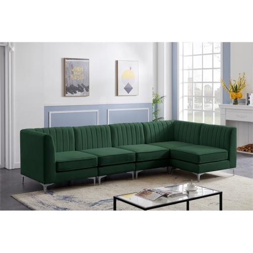 Meridian Furniture Alina Green Velvet Modular Sectional