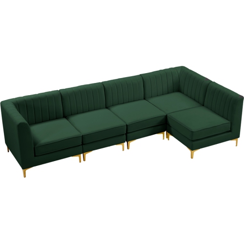 Meridian Furniture Alina Green Velvet Modular Sectional