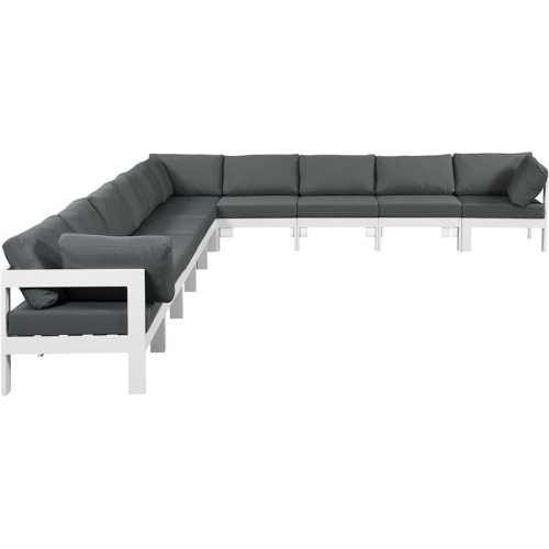 MERIDIAN FURNITURE  Nizuc Grey Fabric Outdoor Patio Modular Sectional