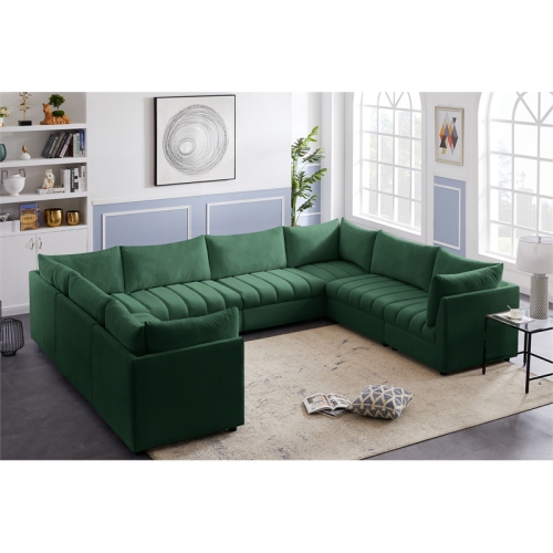 Meridian Furniture Jacob Green Velvet Modular Sectional
