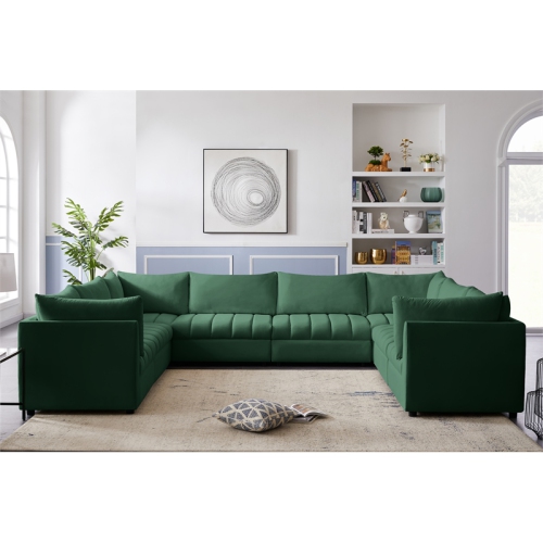 Meridian Furniture Jacob Green Velvet Modular Sectional