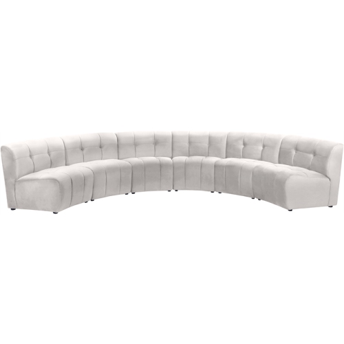 MERIDIAN FURNITURE  Limitless Cream Velvet Modular 6 Piece Sectional
