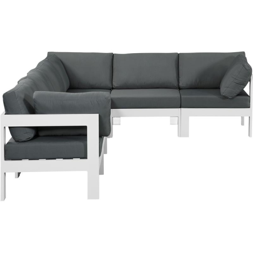 MERIDIAN FURNITURE  Nizuc Grey Fabric Outdoor Patio Modular Sectional