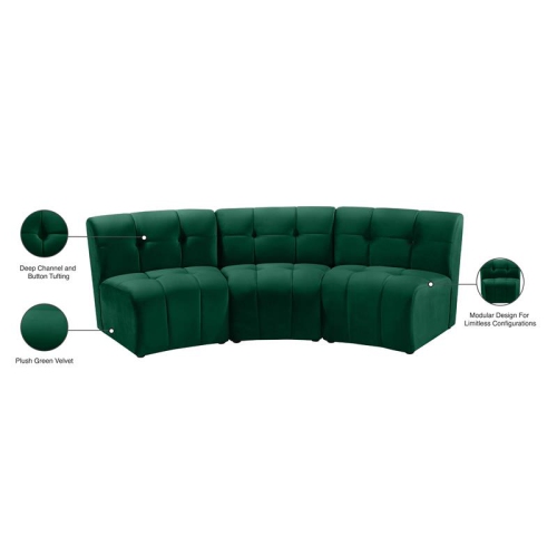 Meridian Furniture Limitless Green Velvet Modular Sofa