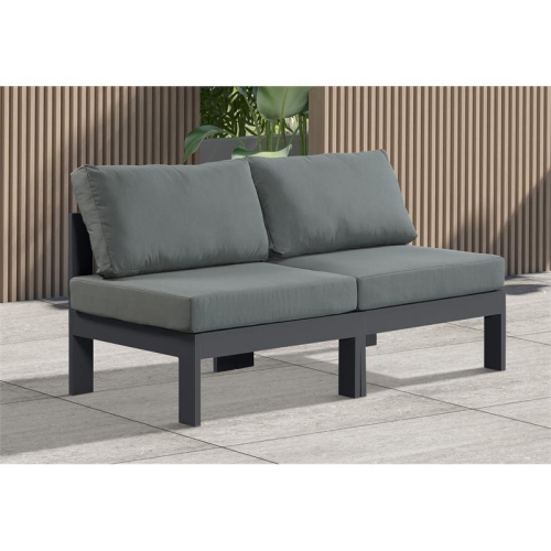 Meridian Furniture Nizuc Grey Fabric Outdoor Patio Modular Sofa
