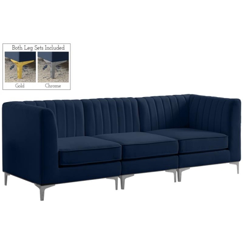 Meridian Furniture Alina Navy Velvet Modular Sofa