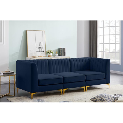 Meridian Furniture Alina Navy Velvet Modular Sofa