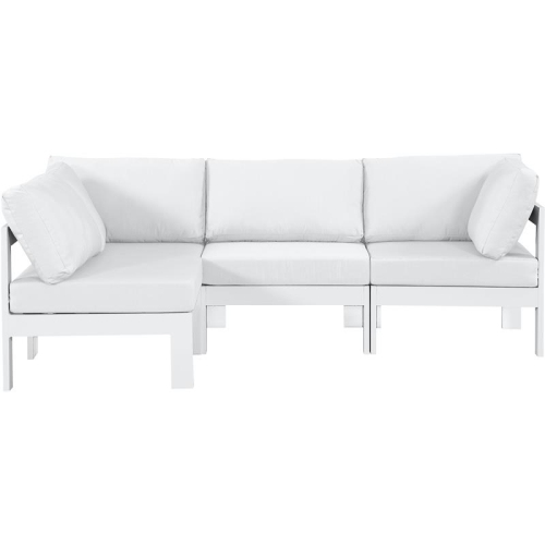 MERIDIAN FURNITURE  Nizuc Fabric Outdoor Patio Modular Sectional In White