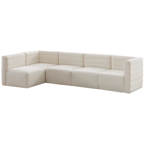 MERIDIAN FURNITURE  Quincy Cream Velvet Modular Sectional