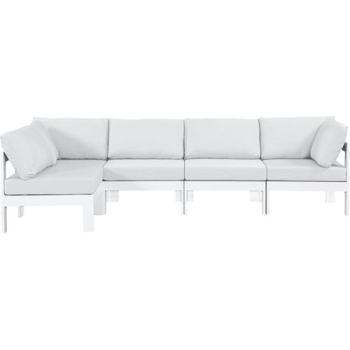 Meridian Furniture Nizuc White Fabric Outdoor Patio Modular Sectional