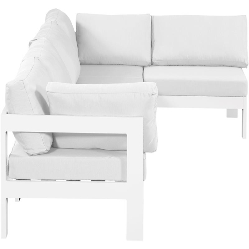 Meridian Furniture Nizuc White Fabric Outdoor Patio Modular Sectional