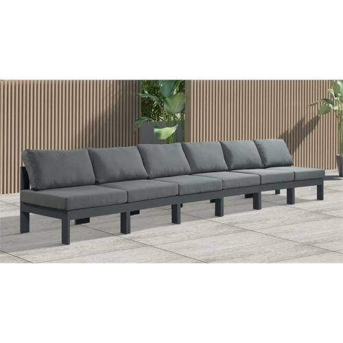 Meridian Furniture Nizuc Grey Fabric Outdoor Patio Modular Sofa