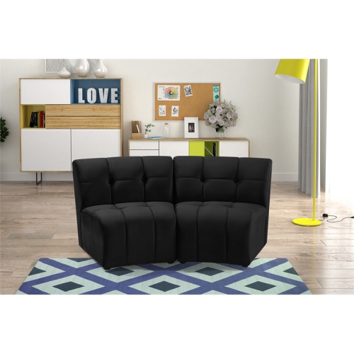 Meridian Furniture Limitless Black Velvet Modular Loveseat