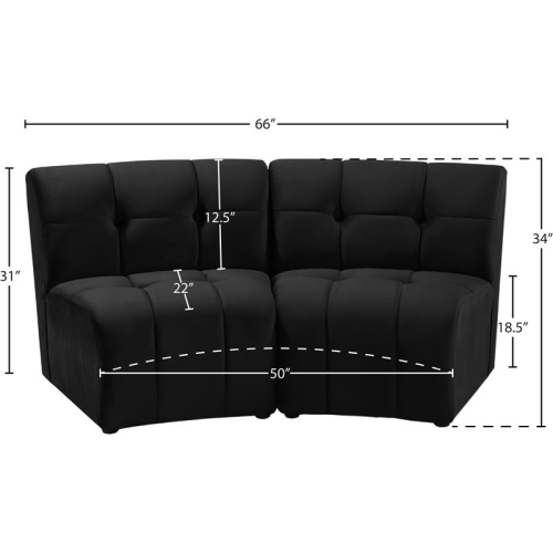 Meridian Furniture Limitless Black Velvet Modular Loveseat