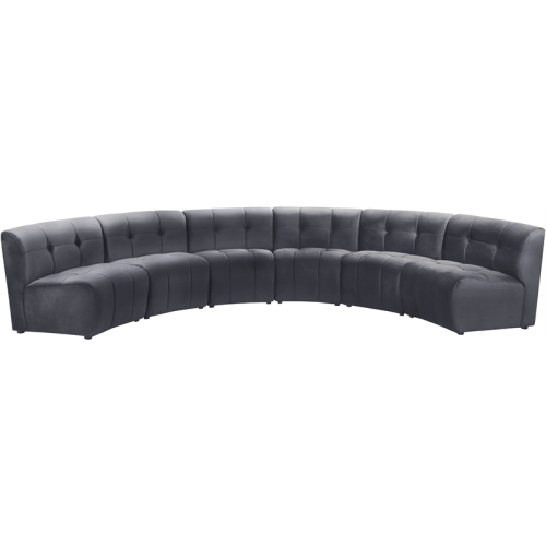 MERIDIAN FURNITURE  Limitless Gray Velvet Modular 6 Piece Sectional