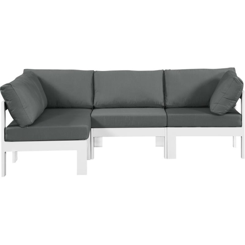 MERIDIAN FURNITURE  Nizuc Grey Fabric Outdoor Patio Modular Sectional