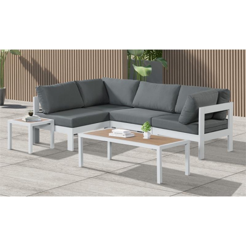 Meridian Furniture Nizuc Grey Fabric Outdoor Patio Modular Sectional