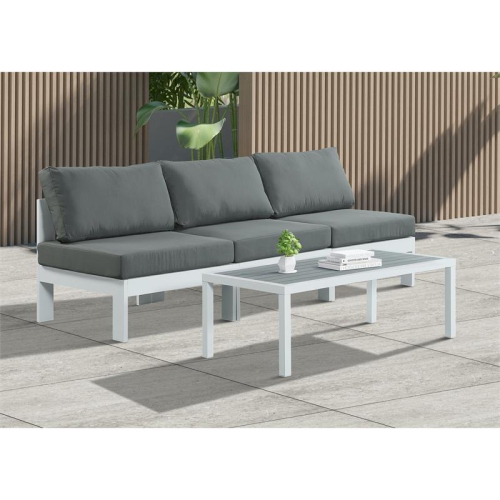 Meridian Furniture Nizuc Grey Fabric Outdoor Patio Modular Sofa