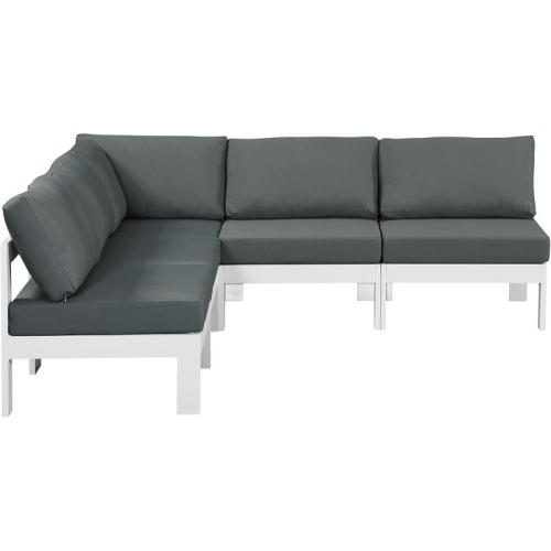 MERIDIAN FURNITURE  Nizuc Grey Fabric Outdoor Patio Modular Sectional