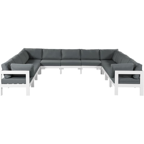 MERIDIAN FURNITURE  Nizuc Grey Fabric Outdoor Patio Modular Sectional