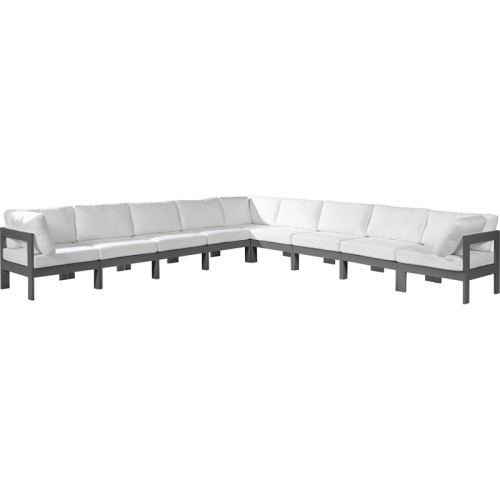 MERIDIAN FURNITURE  Nizuc White Fabric Outdoor Patio Modular Sectional