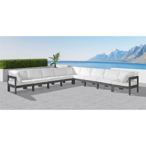 Meridian Furniture Nizuc White Fabric Outdoor Patio Modular Sectional