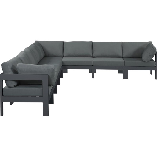 Meridian Furniture Nizuc Grey Fabric Outdoor Patio Modular Sectional