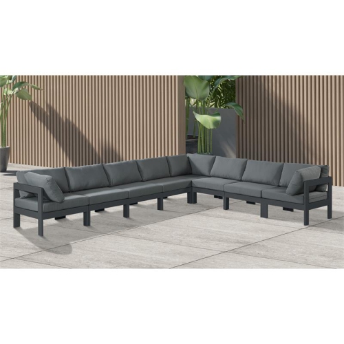 Meridian Furniture Nizuc Grey Fabric Outdoor Patio Modular Sectional