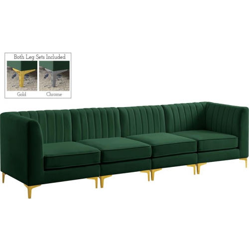 Meridian Furniture Alina Green Velvet Modular Sectional
