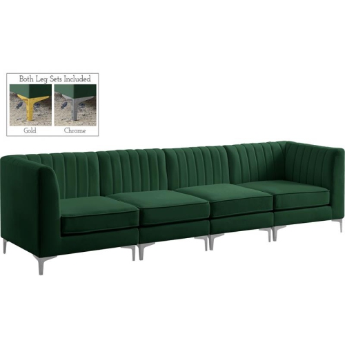Meridian Furniture Alina Green Velvet Modular Sectional
