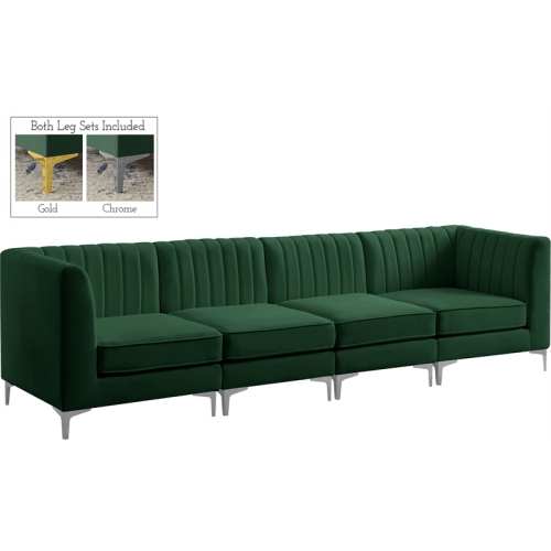 Meridian Furniture Alina Green Velvet Modular Sectional