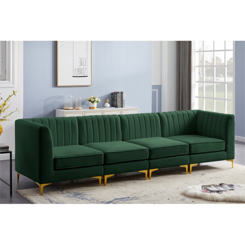 Meridian Furniture Alina Green Velvet Modular Sectional