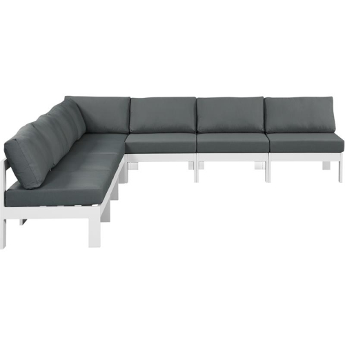 MERIDIAN FURNITURE  Nizuc Grey Fabric Outdoor Patio Modular Sectional