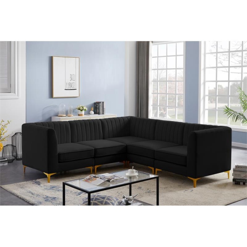 Meridian Furniture Alina Black Velvet Modular Sectional