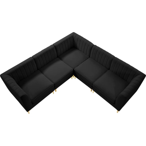 Meridian Furniture Alina Black Velvet Modular Sectional