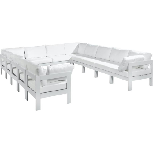 MERIDIAN FURNITURE  Nizuc Fabric Outdoor Patio Modular Sectional In White