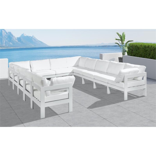 Meridian Furniture Nizuc White Fabric Outdoor Patio Modular Sectional