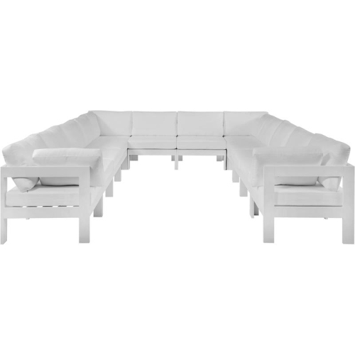 Meridian Furniture Nizuc White Fabric Outdoor Patio Modular Sectional