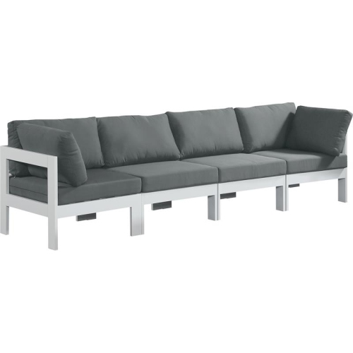 MERIDIAN FURNITURE  Nizuc Grey Fabric Outdoor Patio Modular Sofa