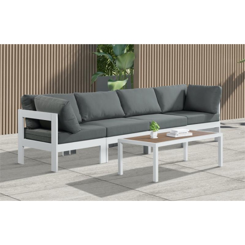 Meridian Furniture Nizuc Grey Fabric Outdoor Patio Modular Sofa